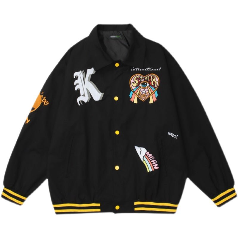 Streetwear Apparel Cartoon Luxury: The Embroidered Streetwear Jacket - street wear outfits - fashion statement