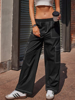 Streetwear Apparel Contrast Stitching Pocketed Wide Leg Pants - street wear outfits - fashion statement