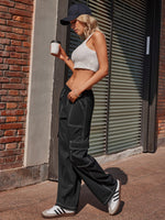 Streetwear Apparel Contrast Stitching Pocketed Wide Leg Pants - street wear outfits - fashion statement