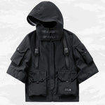 Urban Casuals Cyber Shitf Cloak -Detachable Tech-wear Hooded Windbreaker - preppy aesthetic - fashion statement