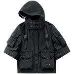 Urban Casuals Cyber Shitf Cloak -Detachable Tech-wear Hooded Windbreaker - preppy aesthetic - fashion statement