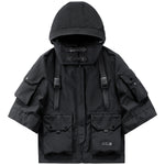 Urban Casuals Cyber Shitf Cloak -Detachable Tech-wear Hooded Windbreaker - preppy aesthetic - fashion statement