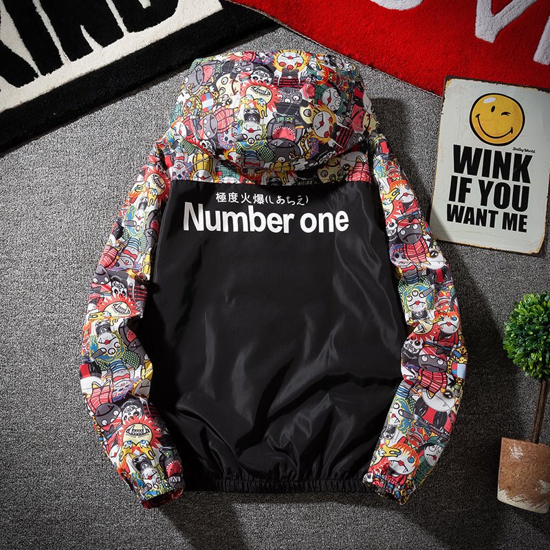 Streetwear Apparel Printed Devil Sports Windbreaker - street wear outfits - fashion statement