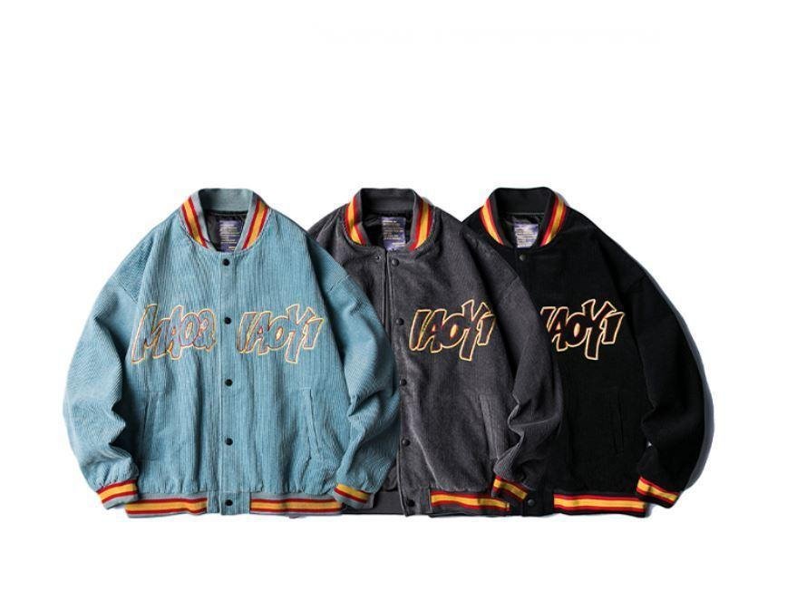 Streetwear Apparel Retro Renegade Cord Varsity Jacket - street wear outfits - fashion statement