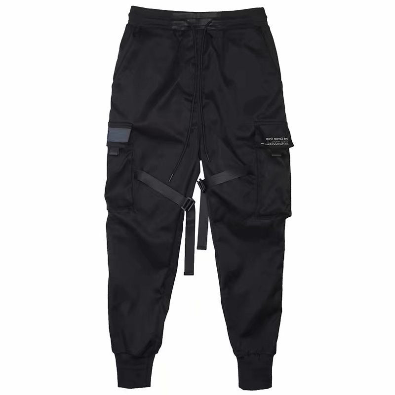 Urban Casuals Ribbons Harem Joggers Men Cargo Pants Streetwear Hip Hop Casual Pockets Cotton Track Pants - preppy aesthetic - fashion statement