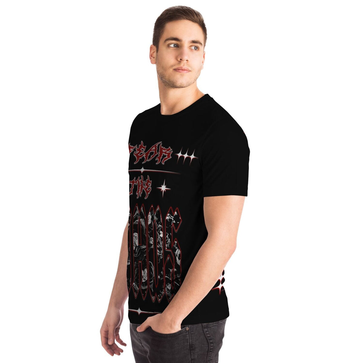 Streetwear Apparel Black and Red Graphic Tee - Fear the Chaos - street wear outfits - fashion statement