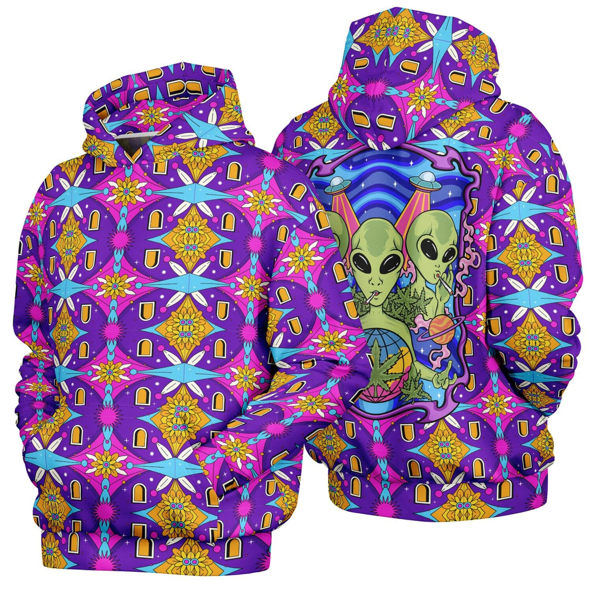 Streetwear Apparel Trippin' Aliens - Heavyweight Oversized Hoodie - AOP - street wear outfits - fashion statement