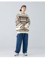 Streetwear Apparel Vintage Striped Contrast Sweater - street wear outfits - fashion statement