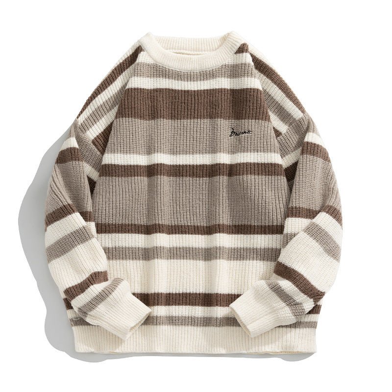 Streetwear Apparel Vintage Striped Contrast Sweater - street wear outfits - fashion statement