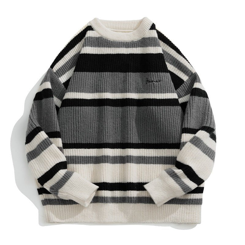 Streetwear Apparel Vintage Striped Contrast Sweater - street wear outfits - fashion statement