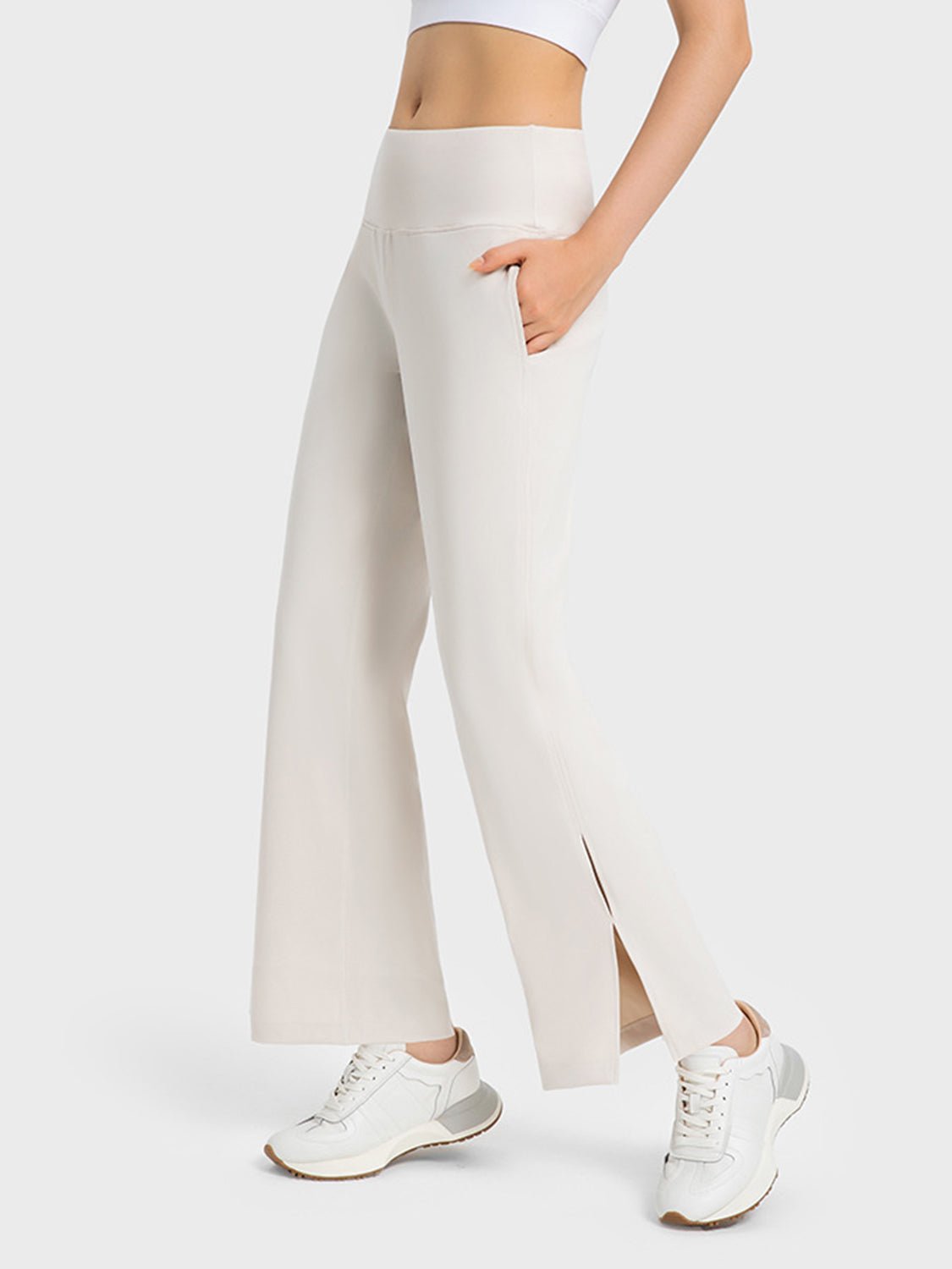 Streetwear Apparel Wide Leg Slit Sport Pants with Pockets - street wear outfits - fashion statement