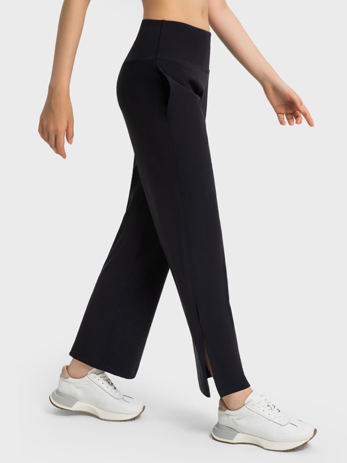 Streetwear Apparel Wide Leg Slit Sport Pants with Pockets - street wear outfits - fashion statement